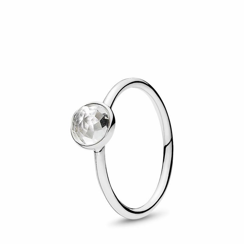 Pandora Australia April Droplet Ring - Sterling Silver | QGLUAF683